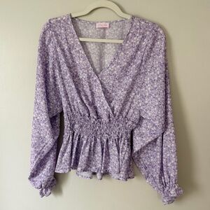 Pink Lily Purple Floral Women's Top